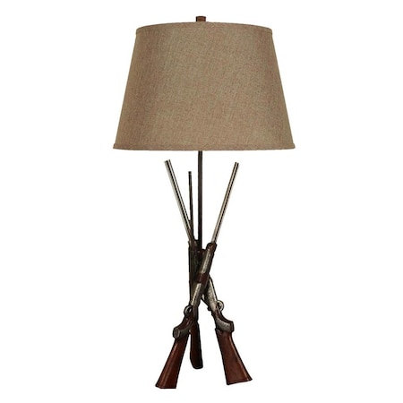 LampsPerSe LPS-063 Polyresin Rifle Table Lampsilver & Wood Finish